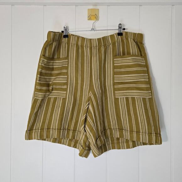 J. Jill Pants - J. Jill Linen Rayon Striped Shorts Pull on Cuffed NWOT Size XL